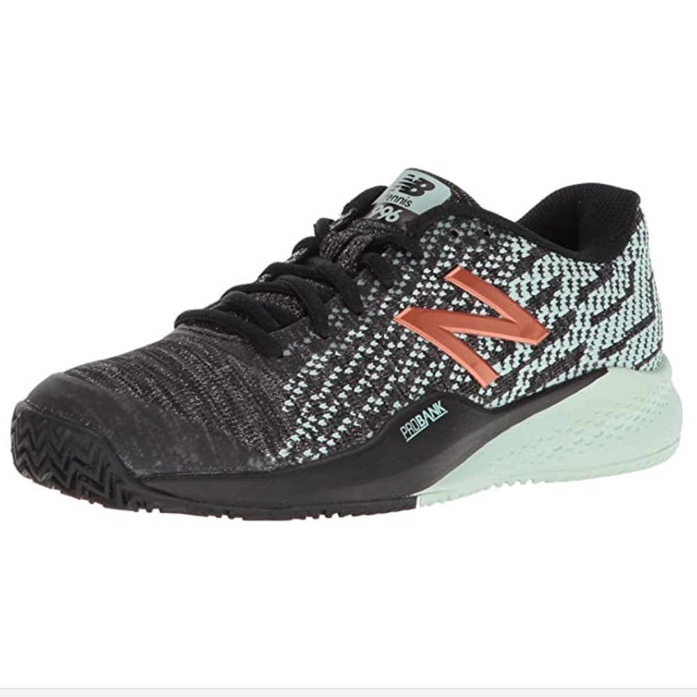 New Balance Women's 996 V3 Clay Tennis Shoe Black/Mint 12